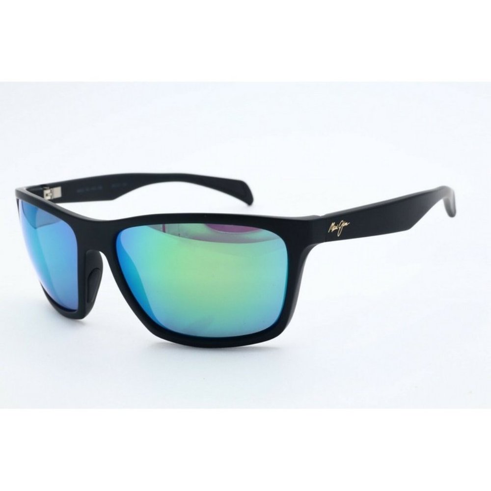 Maui Jim Makoa MJ 804-2M Square Black Sunglasses Polarized Green -SCRATCHED LENS